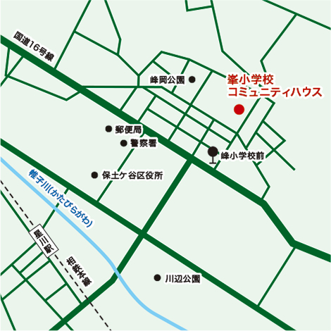 峯小学校コミュニティハウス付近の地図